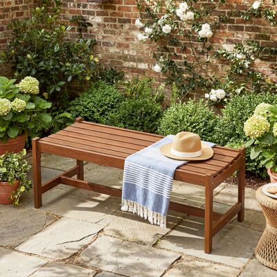 Costway 2er Set Gartenbank aus Holz Outdoor Holzbank mit Teaköl-Finish und Geschwungener Sitzfläche Costway 2er Set Gartenbank aus Holz Outdoor Holzbank mit Teaköl-Finish und Geschwungener Sitzfläche