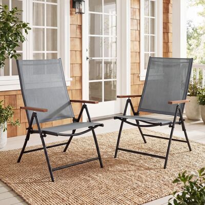 Costway 2er Set Gartenstühle mit 5-Fach Verstellbarer Rückenlehne Klappbare Balkonstühle bis 150 kg Grau Costway 2er Set Gartenstühle mit 5-Fach Verstellbarer Rückenlehne Klappbare Balkonstühle bis 150 kg Grau