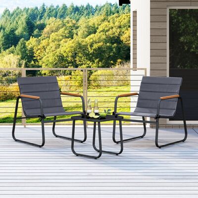Costway 3-teiliges Bistro-Set für die Terrasse Outdoor-Gesprächsgruppe mit Polstern & Glas-Couchtisch Schwarz Costway 3-teiliges Bistro-Set für die Terrasse Outdoor-Gesprächsgruppe mit Polstern & Glas-Couchtisch Schwarz