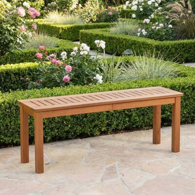 Costway 2-Sitzer Holzbank ohne Rückenlehne Gartenbank Holz Wetterfest Blumenbank 120 x 30,5 x 47 cm Costway 2-Sitzer Holzbank ohne Rückenlehne Gartenbank Holz Wetterfest Blumenbank 120 x 30,5 x 47 cm