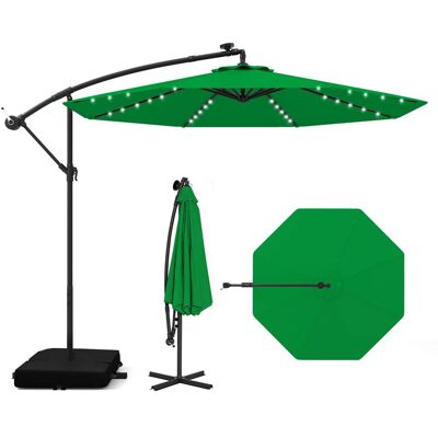 Costway Ø300 cm Ampelschirm mit 40 Solar-LED-Leuchten & Sandsäcke & Kurbel & UV-Schutz Sonnenschirm Grün Costway Ø300 cm Ampelschirm mit 40 Solar-LED-Leuchten & Sandsäcke & Kurbel & UV-Schutz Sonnenschirm Grün