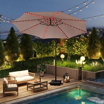 Costway 300 cm Sonnenschirm mit LED-Beleuchtung 9 Modi Ampelschirm mit Sandsäcken & Kurbel Neigungswinkel verstellbar Braun Costway 300 cm Sonnenschirm mit LED-Beleuchtung 9 Modi Ampelschirm mit Sandsäcken & Kurbel Neigungswinkel verstellbar Braun