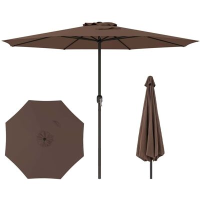 Costway Sonnenschirm 350 cm großer Gartenschirm mit Kurbel Terrassenschirm mit 8 Rippen Kaffee Costway Sonnenschirm 350 cm großer Gartenschirm mit Kurbel Terrassenschirm mit 8 Rippen Kaffee
