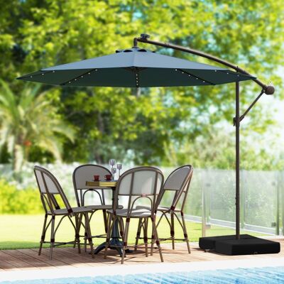 Costway Ø300 cm Ampelschirm mit 40 Solar-LED-Leuchten & Sandsäcke & Kurbel & UV-Schutz Sonnenschirm Blau Costway Ø300 cm Ampelschirm mit 40 Solar-LED-Leuchten & Sandsäcke & Kurbel & UV-Schutz Sonnenschirm Blau