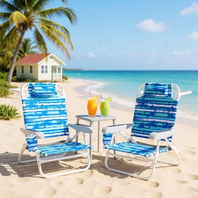Costway Strandstühle klappbar leicht 2er Set Campingstühle mit verstellbarer Rückenlehne Blau Costway Strandstühle klappbar leicht 2er Set Campingstühle mit verstellbarer Rückenlehne Blau