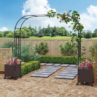 Costway Gartenbogen mit 2 Pflanzkästen - Outdoor Pergola Metall Deko Costway Gartenbogen mit 2 Pflanzkästen - Outdoor Pergola Metall Deko