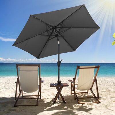 Costway 230 cm Sonnenschirm mit LED Solar Beleuchtung & Kurbel Gartenschirm Marktschirm Grau Costway 230 cm Sonnenschirm mit LED Solar Beleuchtung & Kurbel Gartenschirm Marktschirm Grau