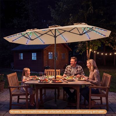 Costway Doppelsonnenschirm 400 x 210 cm Sonnenschirm mit LED-Beleuchtung Rechteckiger Gartenschirm Beige Costway Doppelsonnenschirm 400 x 210 cm Sonnenschirm mit LED-Beleuchtung Rechteckiger Gartenschirm Beige