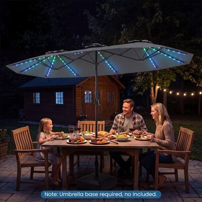Costway Doppelsonnenschirm 400 x 210 cm Sonnenschirm mit LED-Beleuchtung Rechteckiger Gartenschirm Grau Costway Doppelsonnenschirm 400 x 210 cm Sonnenschirm mit LED-Beleuchtung Rechteckiger Gartenschirm Grau