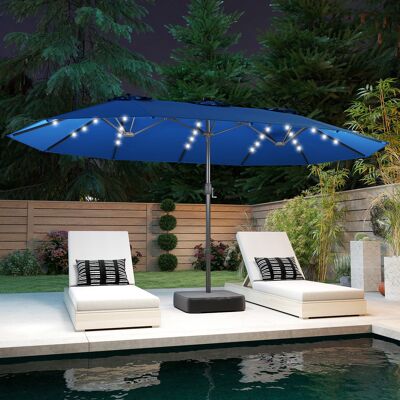 Costway Doppelsonnenschirm 460 x 285 cm Sonnenschirm mit LED-Beleuchtung Kurbel & Schirmständer Blau Costway Doppelsonnenschirm 460 x 285 cm Sonnenschirm mit LED-Beleuchtung Kurbel & Schirmständer Blau