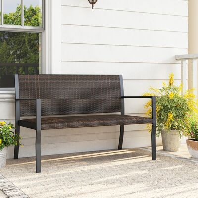 Costway Gartenbank Rattan Outdoor Sitzbank mit Rückenlehne & Armlehnen für 2 Personen Braun Costway Gartenbank Rattan Outdoor Sitzbank mit Rückenlehne & Armlehnen für 2 Personen Braun