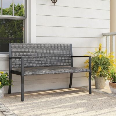 Costway Gartenbank Rattan Outdoor Sitzbank mit Rückenlehne & Armlehnen für 2 Personen Grau Costway Gartenbank Rattan Outdoor Sitzbank mit Rückenlehne & Armlehnen für 2 Personen Grau