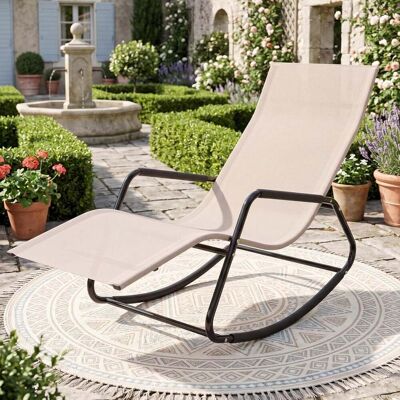 Costway Gartenliege Wetterfest Ergonomischer Schaukelstuhl aus Atmungsaktivem Stoff 143 x 57 x 86 cm Beige Costway Gartenliege Wetterfest Ergonomischer Schaukelstuhl aus Atmungsaktivem Stoff 143 x 57 x 86 cm Beige
