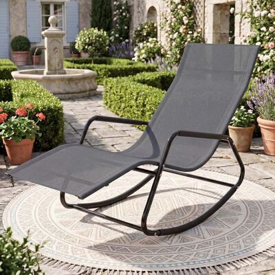 Costway Gartenliege Wetterfest Ergonomischer Schaukelstuhl aus Atmungsaktivem Stoff 143 x 57 x 86 cm Grau Costway Gartenliege Wetterfest Ergonomischer Schaukelstuhl aus Atmungsaktivem Stoff 143 x 57 x 86 cm Grau