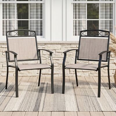 Costway Gartenstühle 2er Set Wetterfeste Terrassenstühle aus Atmungsaktivem Stoff mit Breiter Sitzfläche Braun Costway Gartenstühle 2er Set Wetterfeste Terrassenstühle aus Atmungsaktivem Stoff mit Breiter Sitzfläche Braun