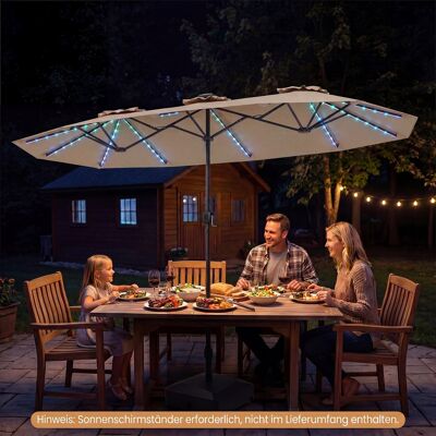 Costway Doppelsonnenschirm 400 x 210 cm Sonnenschirm mit LED-Beleuchtung Rechteckiger Gartenschirm Braun Costway Doppelsonnenschirm 400 x 210 cm Sonnenschirm mit LED-Beleuchtung Rechteckiger Gartenschirm Braun