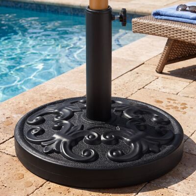 Costway Runder Sonnenschirmständer für 38/48 mm Schirmstangen 12 kg Schirmständer aus Beton Schwarz Costway Runder Sonnenschirmständer für 38/48 mm Schirmstangen 12 kg Schirmständer aus Beton Schwarz