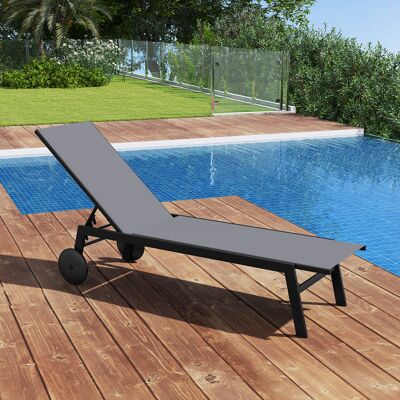 Costway Sonnenliege mit Rollen Gartenliege mit Verstellbarer Rückenlehne und schnelltrocknendem Stoff Grau Costway Sonnenliege mit Rollen Gartenliege mit Verstellbarer Rückenlehne und schnelltrocknendem Stoff Grau