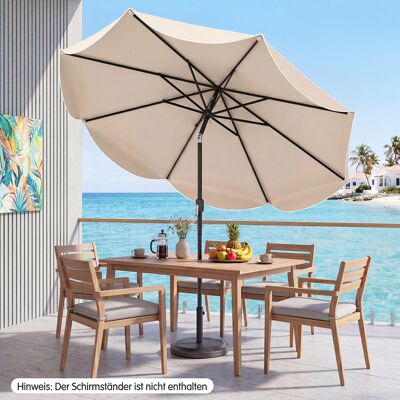 Costway Sonnenschirm 270 cm Gartenschirm mit Kurbel & Neigefunktion Balkonschirm mit 8 Metallrippen Beige Costway Sonnenschirm 270 cm Gartenschirm mit Kurbel & Neigefunktion Balkonschirm mit 8 Metallrippen Beige