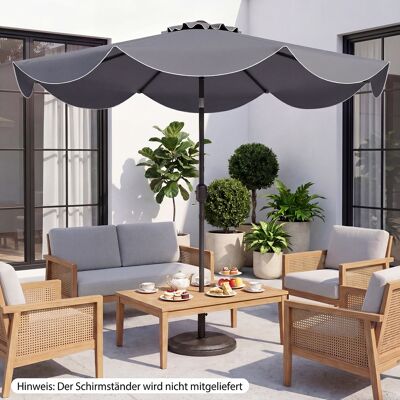 Costway Sonnenschirm 270 cm Gartenschirm mit Kurbel & Neigefunktion Balkonschirm mit 8 Metallrippen Grau Costway Sonnenschirm 270 cm Gartenschirm mit Kurbel & Neigefunktion Balkonschirm mit 8 Metallrippen Grau