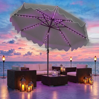 Costway Sonnenschirm 270 cm mit Led-Solar-Beleuchtung Windfester Marktschirm mit 8 Rippen Grau Costway Sonnenschirm 270 cm mit Led-Solar-Beleuchtung Windfester Marktschirm mit 8 Rippen Grau