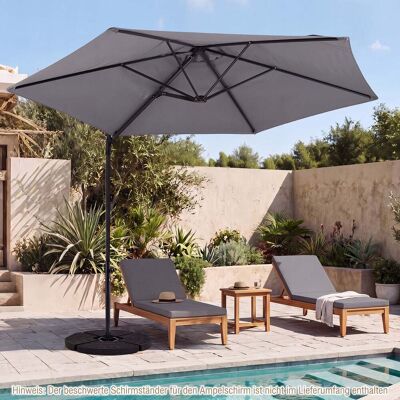 Costway Sonnenschirm 290 cm Ampelschirm mit Ständer & Doppeldach 360° Drehbarer Balkonschirm Beige Costway Sonnenschirm 290 cm Ampelschirm mit Ständer & Doppeldach 360° Drehbarer Balkonschirm Beige