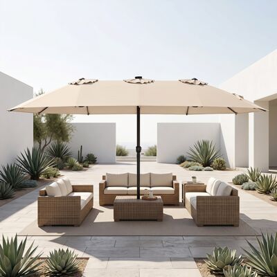 Costway Sonnenschirm 4,5m Doppelseitiger Terrassenschirm mit Farbigen Solarleuchten Kurbelgriff Beige Costway Sonnenschirm 4,5m Doppelseitiger Terrassenschirm mit Farbigen Solarleuchten Kurbelgriff Beige