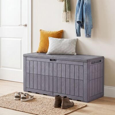 Costway Wetterfeste Auflagenbox 455L Outdoor Aufbewahrungsbox mit Abschließbarem Deckel Dunkelbraun Costway Wetterfeste Auflagenbox 455L Outdoor Aufbewahrungsbox mit Abschließbarem Deckel Dunkelbraun