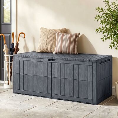Costway Wetterfeste Auflagenbox 680L Outdoor Aufbewahrungsbox mit Abschließbarem Deckel & Gasdruckfedern Grau Costway Wetterfeste Auflagenbox 680L Outdoor Aufbewahrungsbox mit Abschließbarem Deckel & Gasdruckfedern Grau
