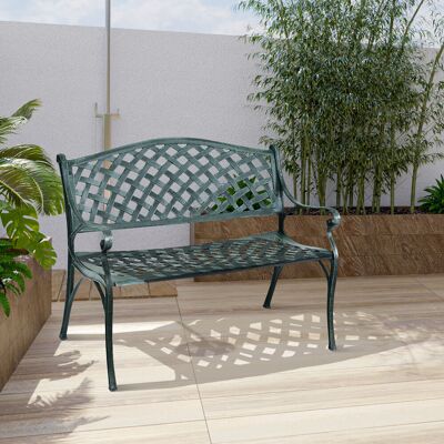 Costway Gartenbank Aluminium-Sitzbank mit Armlehnen Sitzbank 103 x 55 x 82 cm Antikes Grün Costway Gartenbank Aluminium-Sitzbank mit Armlehnen Sitzbank 103 x 55 x 82 cm Antikes Grün