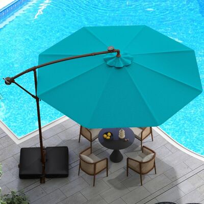 Costway Ø300 cm Ampelschirm mit 40 Solar-LED-Leuchten & Sandsäcke & Kurbel & UV-Schutz Sonnenschirm Türkis Costway Ø300 cm Ampelschirm mit 40 Solar-LED-Leuchten & Sandsäcke & Kurbel & UV-Schutz Sonnenschirm Türkis