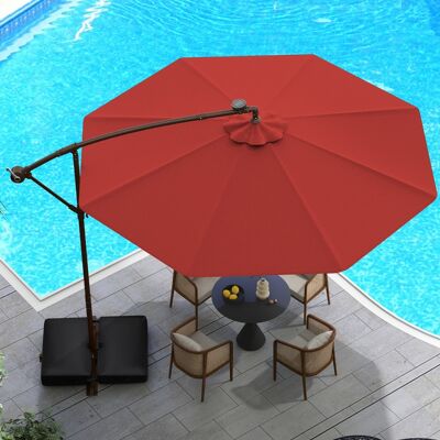 Costway Ø300 cm Ampelschirm mit 40 Solar-LED-Leuchten & Sandsäcke & Kurbel & UV-Schutz Sonnenschirm Rot Costway Ø300 cm Ampelschirm mit 40 Solar-LED-Leuchten & Sandsäcke & Kurbel & UV-Schutz Sonnenschirm Rot