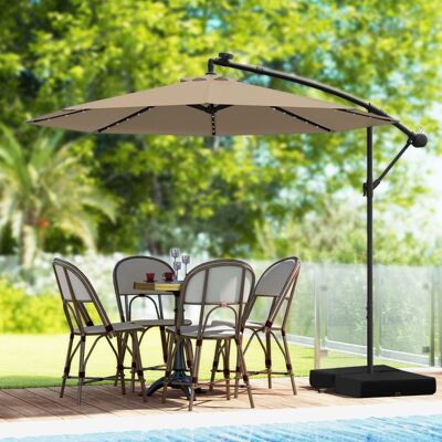 Costway Ø300 cm Ampelschirm mit 40 Solar-LED-Leuchten & Sandsäcke & Kurbel & UV-Schutz Sonnenschirm Braun Costway Ø300 cm Ampelschirm mit 40 Solar-LED-Leuchten & Sandsäcke & Kurbel & UV-Schutz Sonnenschirm Braun