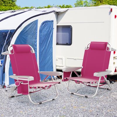 Costway Klappbarer Strandstuhl mit Verstellbarer Rückenlehne & Seitentaschen Campingstuhl Rosa Costway Klappbarer Strandstuhl mit Verstellbarer Rückenlehne & Seitentaschen Campingstuhl Rosa