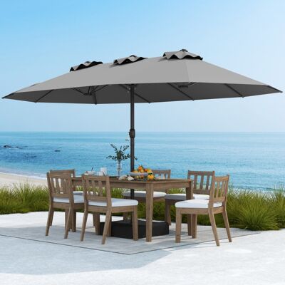 Costway Doppelsonnenschirm mit Ständer mit UPF 50+ & Kurbel Sonnenschirm Gartenschirm Terrassenschirm Grau Costway Doppelsonnenschirm mit Ständer mit UPF 50+ & Kurbel Sonnenschirm Gartenschirm Terrassenschirm Grau