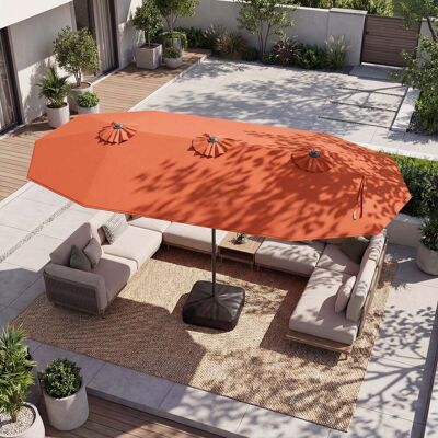 Costway Doppelsonnenschirm mit Ständer Sonnenschirm UPF 50+ Gartenschirm 400 x 200 cm Orange Costway Doppelsonnenschirm mit Ständer Sonnenschirm UPF 50+ Gartenschirm 400 x 200 cm Orange