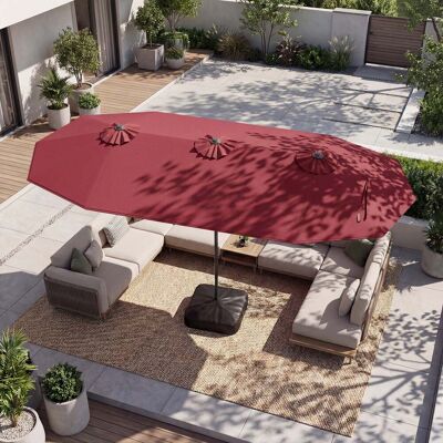 Costway Doppelsonnenschirm mit Ständer Sonnenschirm UPF 50+ Gartenschirm 400 x 200 cm Weinrot Costway Doppelsonnenschirm mit Ständer Sonnenschirm UPF 50+ Gartenschirm 400 x 200 cm Weinrot