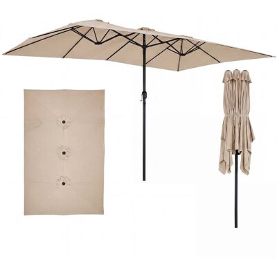 Costway Doppelsonnenschirm 430 x 276 x 260 CM Extra Großer Gartenschirm mit 12 Rippen Ohne Ständer Braun Costway Doppelsonnenschirm 430 x 276 x 260 CM Extra Großer Gartenschirm mit 12 Rippen Ohne Ständer Braun