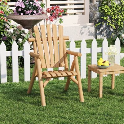 Costway Holz Wetterfester Gartensessel mit Geneigter Rückenlehne & Armlehnen Gartenstuhl Natur Costway Holz Wetterfester Gartensessel mit Geneigter Rückenlehne & Armlehnen Gartenstuhl Natur