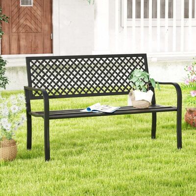 Costway Gartenbank Metall wetterfeste Sitzbank für 2-3 Sitzer Parkbank mit Rückenlehne & Armlehne 127 x 62 x 86 cm Schwarz Costway Gartenbank Metall wetterfeste Sitzbank für 2-3 Sitzer Parkbank mit Rückenlehne & Armlehne 127 x 62 x 86 cm Schwarz