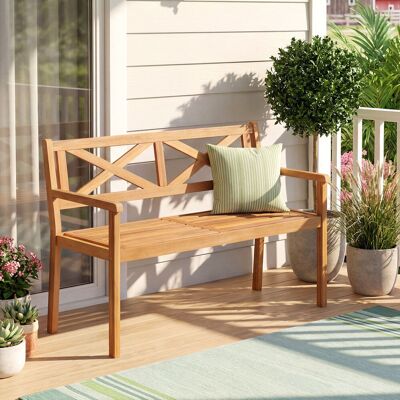 Costway Gartenbank aus Akazienholz 2-Sitzer Holzbank Outdoor Sitzbank mit Rückenlehne & Armlehnen Balkonbank Costway Gartenbank aus Akazienholz 2-Sitzer Holzbank Outdoor Sitzbank mit Rückenlehne & Armlehnen Balkonbank