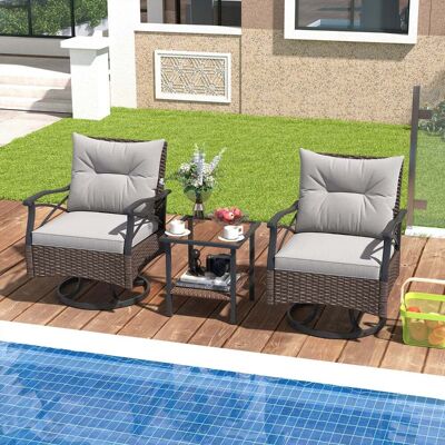Costway Rattan Gartenmöbel Set Balkonmöbel inkl. 2 Schaukelstühle mit Drehfunktion Gartengarnitur Costway Rattan Gartenmöbel Set Balkonmöbel inkl. 2 Schaukelstühle mit Drehfunktion Gartengarnitur