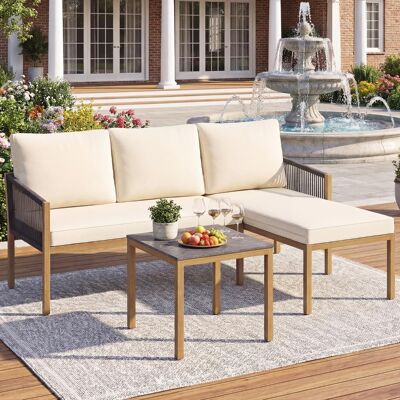 Costway Gartenlounge mit Tisch & Kissen 3-teilige Sitzgruppe Gartenmöbel Sitzgarnitur für Garten Costway Gartenlounge mit Tisch & Kissen 3-teilige Sitzgruppe Gartenmöbel Sitzgarnitur für Garten