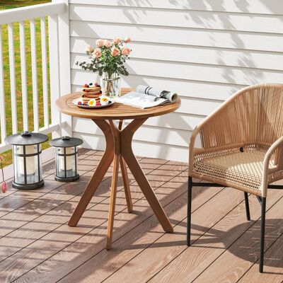 Costway Wetterfester Gartentisch aus Akazienholz Runder Holztisch Beistelltisch Balkontisch Bistrotisch Costway Wetterfester Gartentisch aus Akazienholz Runder Holztisch Beistelltisch Balkontisch Bistrotisch