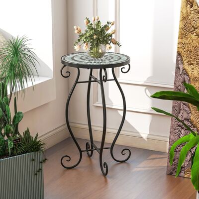 Costway Runder Beistelltisch Mosaiktisch aus Metall & Keramik ∅30 x 50 cm für Balkon Terrasse Garten Costway Runder Beistelltisch Mosaiktisch aus Metall & Keramik ∅30 x 50 cm für Balkon Terrasse Garten