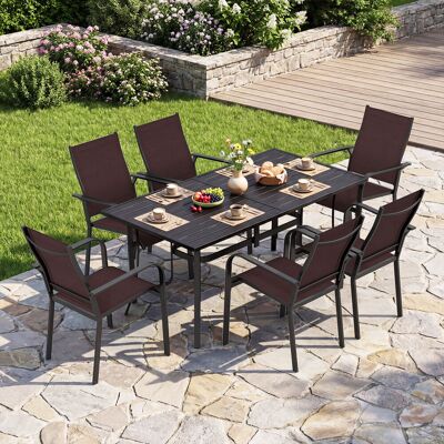 Costway Gartentisch Metall Balkontisch mit Sonnenschirmloch Quadratischer Terrassentisch für 6 Personen Costway Gartentisch Metall Balkontisch mit Sonnenschirmloch Quadratischer Terrassentisch für 6 Personen