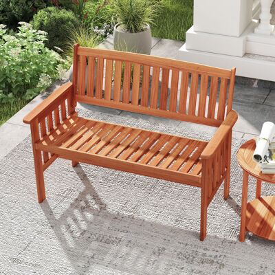 Costway Holz Gartenbank mit Armlehnen 2-Sitzer Sitzbank Wetterfeste Balkonbank Terrassenbank Natur Costway Holz Gartenbank mit Armlehnen 2-Sitzer Sitzbank Wetterfeste Balkonbank Terrassenbank Natur