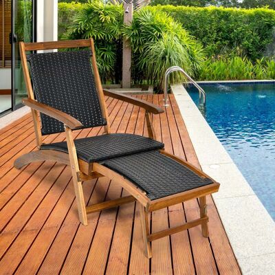 Costway Sonnenliege Klappbar Gartenliege mit Ausziehbarer Fußteil & Ergonomischer Rückenlehne Costway Sonnenliege Klappbar Gartenliege mit Ausziehbarer Fußteil & Ergonomischer Rückenlehne