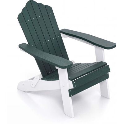 Costway Klappbarer Adirondack Stuhl Wetterfester Adirondack Chair aus Kunststoff Grün + Weiß Costway Klappbarer Adirondack Stuhl Wetterfester Adirondack Chair aus Kunststoff Grün + Weiß
