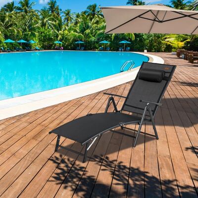 Costway Klappbare Sonnenliege mit Kopfkissen & 8-Fach Verstellbarer Rückenlehne Gartenliege Liegestuhl Costway Klappbare Sonnenliege mit Kopfkissen & 8-Fach Verstellbarer Rückenlehne Gartenliege Liegestuhl